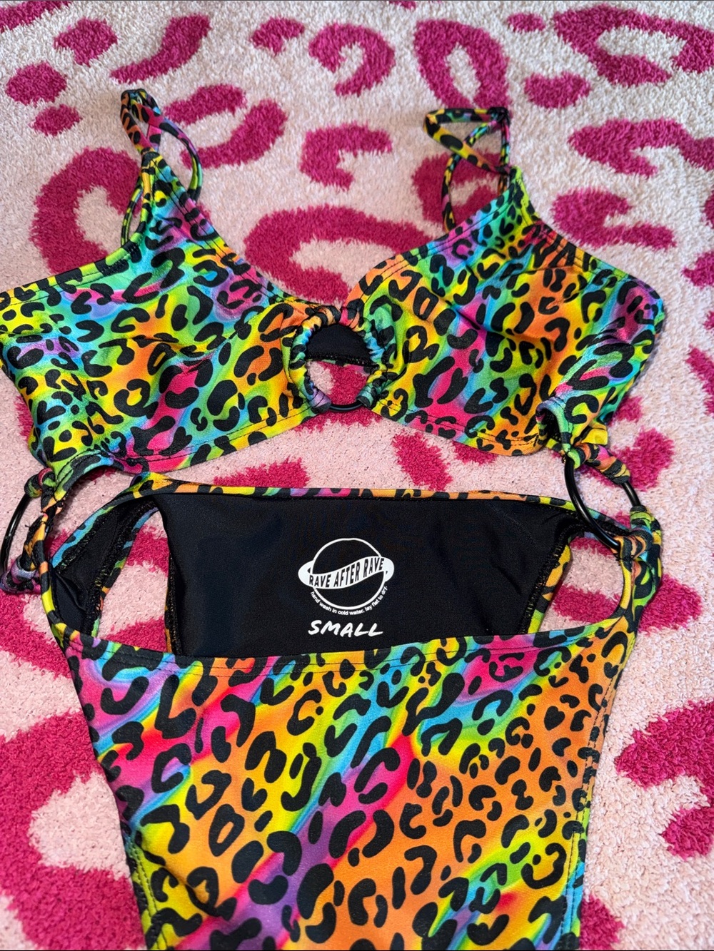 Rave After Rave Leopard Cutout High Rise Bodysuit - Bright Multicolor - Picture 2 of 3